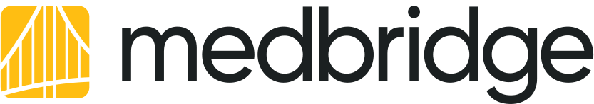 Medbridge logo with bold black text and a yellow graphic on the left.